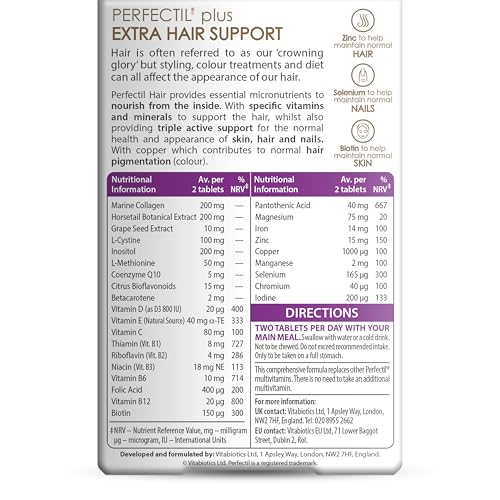 Perfectil Vitabiotics Multivitamin | Hair Growth and Thickening Formula | Supports Thicker, Healthy Hair | Vitamin D, E, Collagen, Biotin, and More PerfectilAu supplements