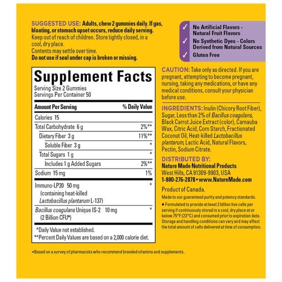 Nature Made Triple Action Biotic Gummy, 100 Gummies, Combined Prebiotic, Probiotic and PostBiotic, 50 Day Supply Nature MadeAu supplements