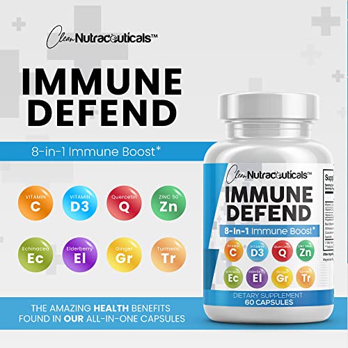 Immune Defense Support Supplement 8 in 1 w/Zinc 50mg Quercetin, VIT C Clean NutraceuticalsUS supplements
