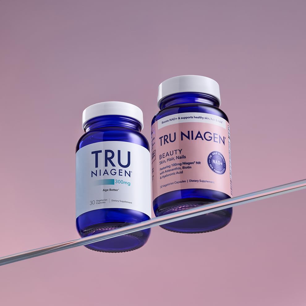 TRU NIAGEN 300mg + Beauty Bundle. A Comprehensive Bundle for Daily NAD+ Support with targeted Beauty Actives for Healthy Skin, Hair, and Nails at The Cellular Level. TRU NIAGENUS supplements
