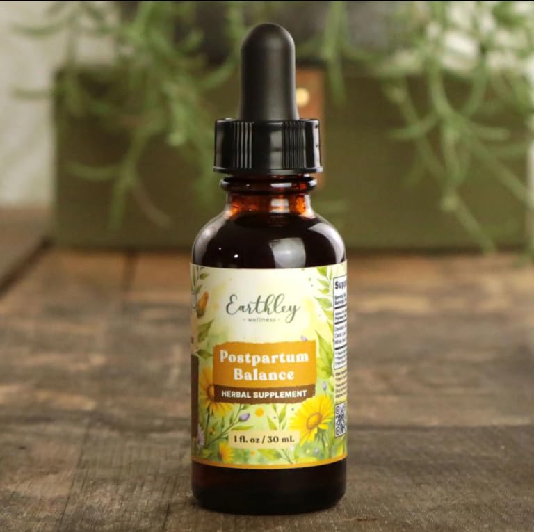 Earthley Wellness Postpartum Balance, Supports and Balances Female Hormones, Supports Postpartum Recovery, Smooths Out Mood Swings, Essential Herbs Like Dandelion Root, Catnip, & Alfalfa (2oz) Earthley WellnessAu supplements
