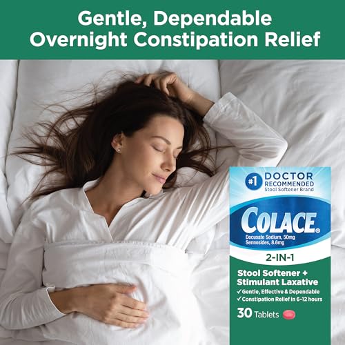 Colace 2-In-1 Stool Softener & Stimulant Laxative Tablets, Gentle Constipation Relief in 6-12 Hours ColaceAu supplements