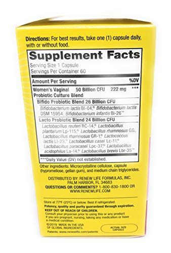 RENEW LIFE Ultimate Flora Vaginal Probiotic 50 Billion, 60 CT Renew LifeAu supplements
