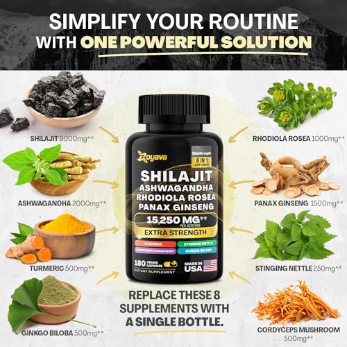Zoyava Shilajit 9000MG Radiant Health Blend Ashwagandha 2000MG Rhodiola Rosea ZoyavaAu supplements
