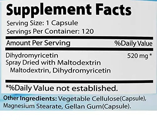 Absonutrix Dihydromyricetin - 520 mg, 120 Servings, Made in USA, Quick Absorption, Quality Potent Ingredients, Third-Party Tested, Non-GMO, GMP Certified, Cruelty Free Products AbsonutrixAu supplements