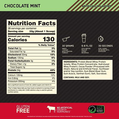 Optimum Nutrition Gold Standard 100% Whey Protein Powder, Chocolate Mint, 2 Pound Optimum NutritionUS supplements