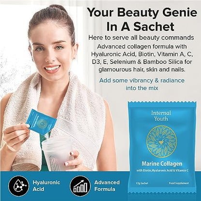 Marine Collagen Powder 10000mg with Hyaluronic Acid Biotin and Vitamin C A D3 E - Collagen Internal YouthUS supplements