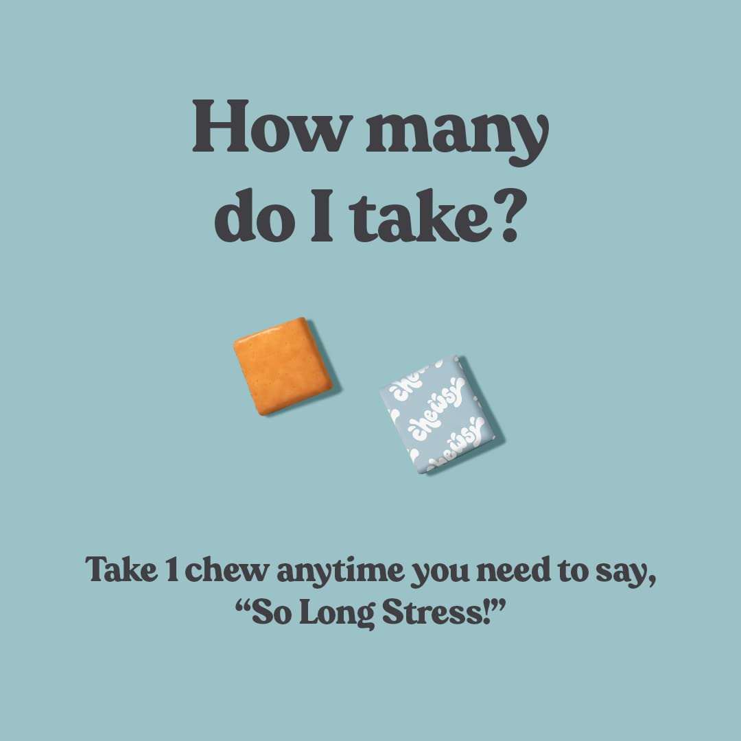 Chewsy So Long Stress, Calm Fruity Chews, Stay Calm & Focused. w/L-theanine, Amino Acid, GABA, Glycine, Tyrosine, Taurine & Magnesium. Non-GMO and Gluten-Free. Tropical Fruity Chews, 30-Day Supply CHEWSYAu supplements
