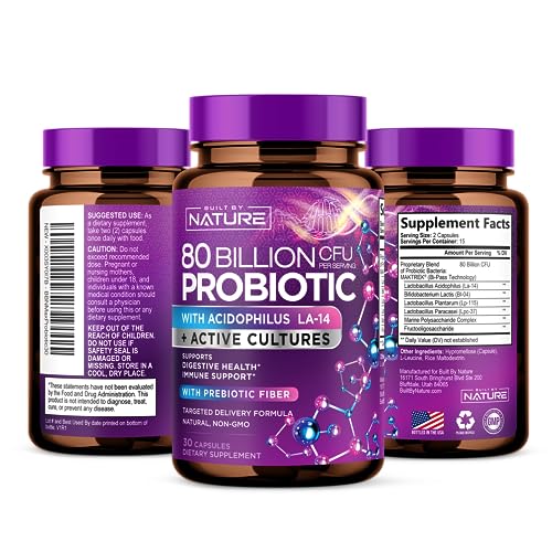 80 Billion CFU Probiotic - Daily Digestive Gut Health Supplement for Men & Women Built by NatureUS supplements