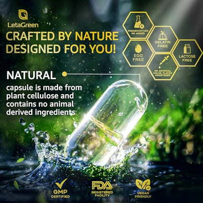LetaGreen Organic Lions Mane Supplement Capsules - 120 Real Mushrooms Lion's Mane LetaGreenUS supplements