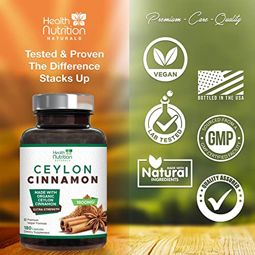 Pure Ceylon Cinnamon Capsules - Certified Organic Cinnamon Pills, Non-GMO, Dairy & Gluten Health Nutrition NaturalsAu supplements