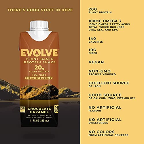 Evolve Plant Based Protein Shake, Chocolate Caramel, 20g Vegan Protein, Dairy Free EvolveUS supplements