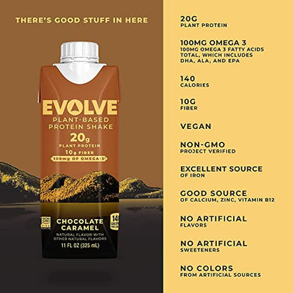 Evolve Plant Based Protein Shake, Chocolate Caramel, 20g Vegan Protein, Dairy Free EvolveUS supplements