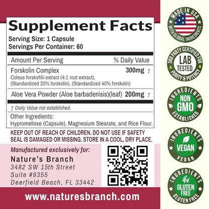 Premium 100% Ultra Pure Forskolin for Weight Loss Max Strength w/ 40% Standardized Nature's BranchUS supplements