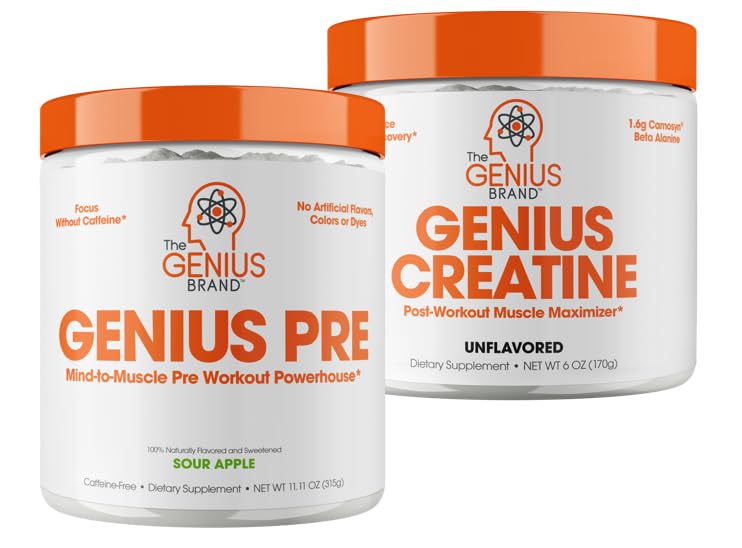 Genius Pre Workout Powder, Sour Apple, and Genius Micronized Creatine Monohydrate The Genius BrandAu supplements