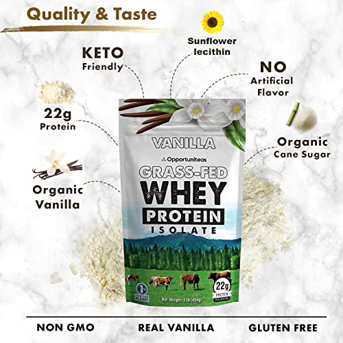 Opportuniteas Vanilla Whey Protein Powder - Grass Fed Whey Isolate + Real Sugar & Vanilla OpportuniteasUS supplements