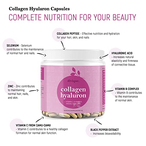 Collagen Capsules Divique Collagen Hyaluron 1500mg Collagen Peptides Type 1, 2, 3, 5, 10 DiviqueAu supplements