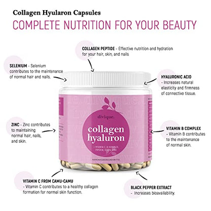 Collagen Capsules Divique Collagen Hyaluron 1500mg Collagen Peptides Type 1, 2, 3, 5, 10 DiviqueUS supplements