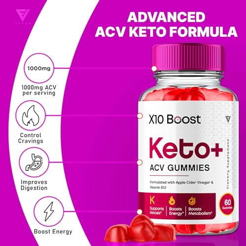 (2 Pack) X10 Boost Keto ACV Gummies, X10 Keto Boost Gummies Advanced Weight Loss FyvusUS supplements