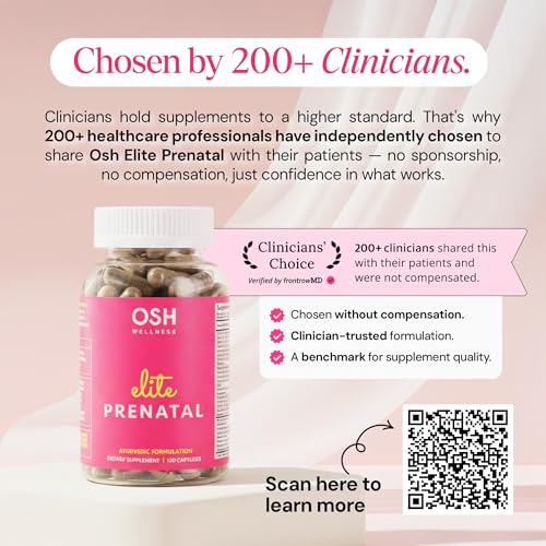 Ayurvedic Elite Prenatal Vitamins with Folate, Choline, Iron, Iodine & more | Made in USA | Optimal Bioavailability | Supports Baby's Growth and Brain Development | 30 Day Supply - OSH Wellness Freshly MomsAu supplements
