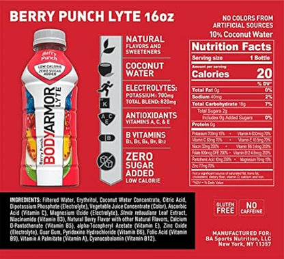 BODYARMOR LYTE Sports Drink Low-Calorie Sports Beverage, Berry Punch, Coconut BODYARMORUS supplements