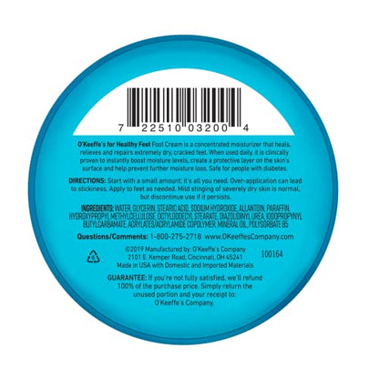 O'Keeffe's for Healthy Feet Foot Cream, Guaranteed Relief for Extremely Dry, Cracked Feet O'Keeffe'sUS supplements