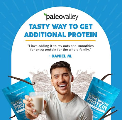 Paleovalley 100% Grass Fed Bone Broth Protein Powder - Vanilla - Rich in Collagen for Hair PaleovalleyUS supplements