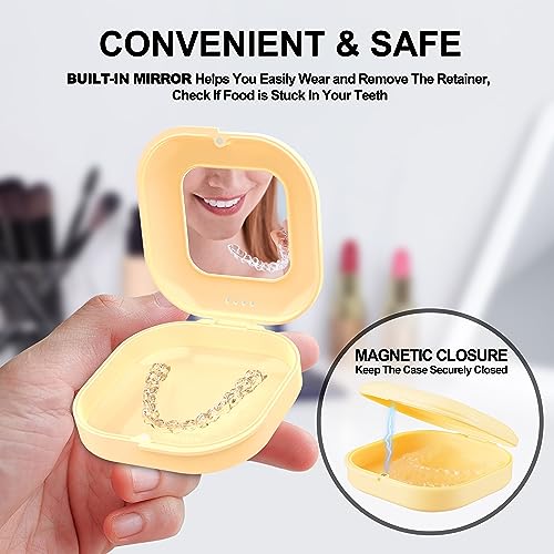 Retainer Case with Mirror and Vent Holes, Cute Retainer Holder Case Compatible with Invisalign HeigoeostAu supplements