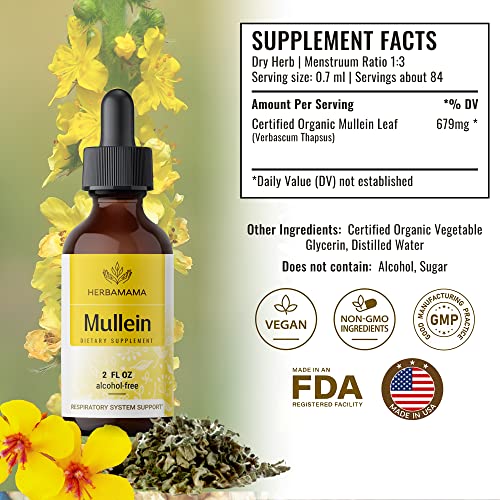 Mullein Leaf Tincture - Lung Cleanse - Vegan Lung Detox - Respiratory Health HERBAMAMAAu supplements