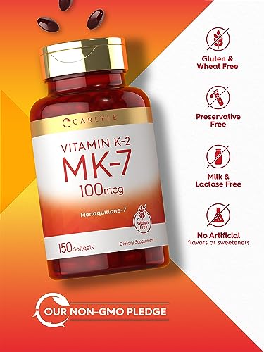 Carlyle Vitamin K2 Supplement 100mcg | K2 MK7 | 150 Softgels | Non-GMO CarlyleAu supplements