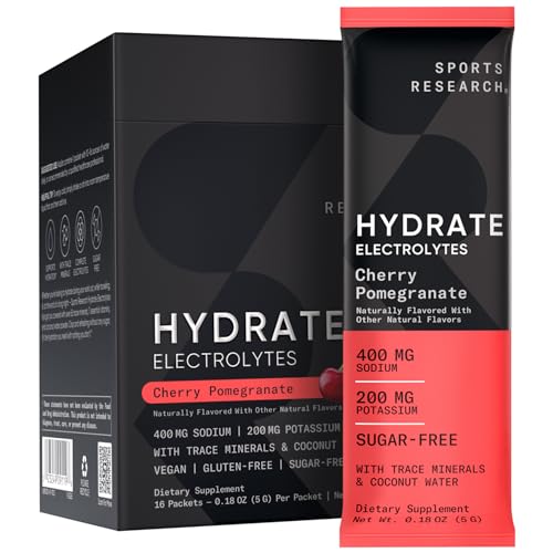 Sports Research Hydrate Electrolytes Powder Packets - Sugar-Free & Naturally Flavored Sports ResearchUS supplements