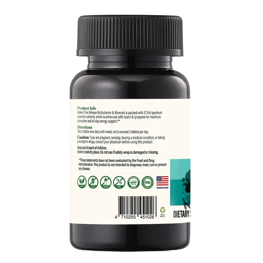 DAIKEN Mini Multivitamin, 60 Tablets, Enhanced with Lutein, Lycopene & Folic Acid, Time Released Multivitamin DAIKENAu supplements
