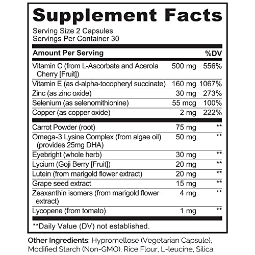 NATURELO Eye Vitamins - AREDS 2 Formula Nutrients with Lutein, Zeaxan NATURELOUS supplements