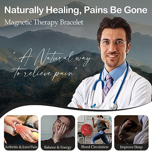 Feraco Mens Magnetic Bracelet Titanium Steel Magnetic Bracelet with Double Row 4 Elements FeracoUS supplements