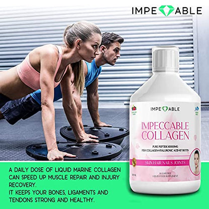 IMPECCABLE Collagen 10.000mg hydrolyzed Sugar Free Liquid Marine Collagen | Supplements for Women and Men ImpeccableUS supplements