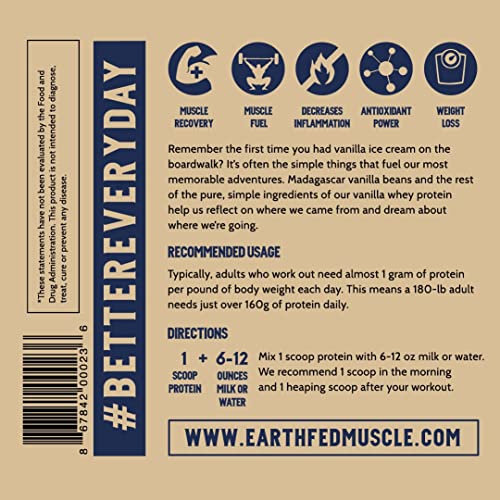 Earth Fed Muscle Whey Back Vanilla Truly Grass Fed Whey 2lb - No Fillers, Flow Agents Earth Fed MuscleUS supplements
