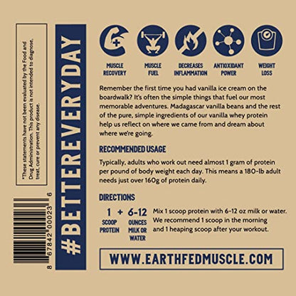 Earth Fed Muscle Whey Back Vanilla Truly Grass Fed Whey 2lb - No Fillers, Flow Agents Earth Fed MuscleUS supplements