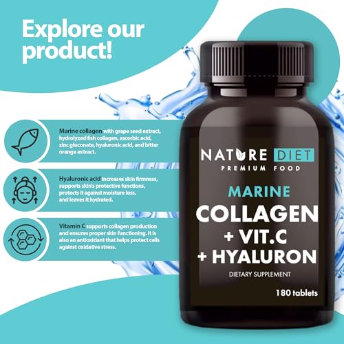Nature Diet - Marine Collagen with Hyaluronic Acid and Vitamin C, 180 tablets, 500 mg , Peptan F , Fish Collagen Nature DietAu supplements