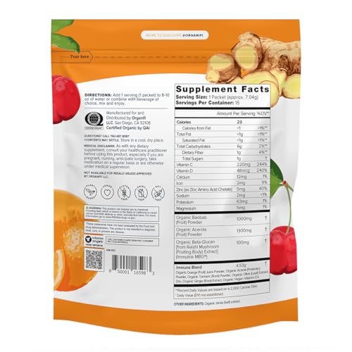 Organifi Immunity - Organic Superfood Immunity Support - 15 Single Serve Packets OrganifiUS supplements