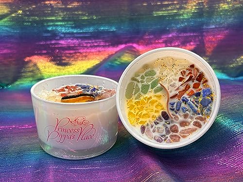 Princess Pippa's Place Healing Candles with Crystals Inside- Natural Soy Wax 7 Stones Crystal Candle Jar Msupps.comAu supplements