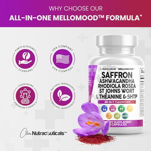 Clean Saffron Supplements with Ashwagandha 8000mg - Mood Support with L-Theanine Clean NutraceuticalsUS supplements