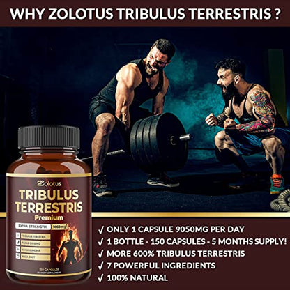 Tribulus Terrestris Supplement for Men & Women, 9050mg Per Capsule, 5-Month Supply ZolotusUS supplements