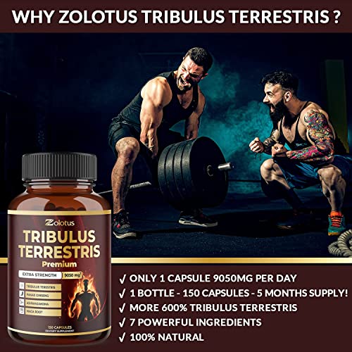 Tribulus Terrestris Supplement for Men & Women, 9050mg Per Capsule, 5-Month Supply ZolotusAu supplements