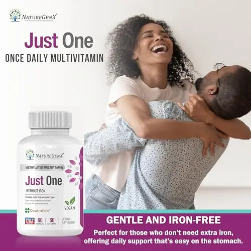 NatureGenX Just One Daily Methylated Multivitamin - 60 Caps Pure Methyl B12, Methylfolate MTHFR Support Supplement Iron Free Methylated Vitamins NatureGenXAu supplements