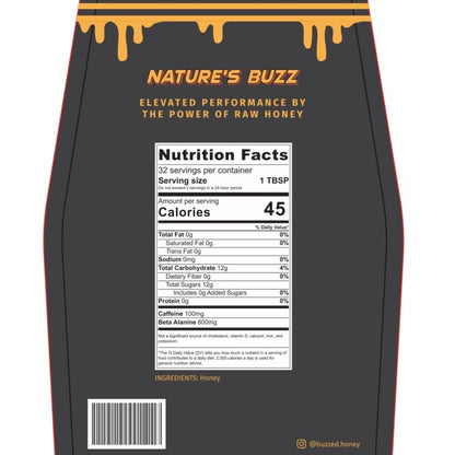 Buzzed Honey - 16oz, Natural Preworkout Supplement, Raw Honey, Caffeine, Clean Energy Buzzed HoneyUS supplements