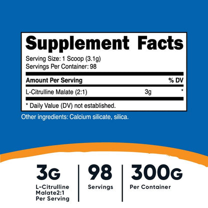 Nutricost L-Citrulline Malate 300G (2 Pack) - Pure L-Citrulline Powder, 3000mg Per Serving NutricostUS supplements