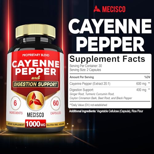 Mecisco 6in1 Cayenne Pepper Capsules Organic with Ginger Root, Beet Root, and Black Pepper MeciscoAu supplements