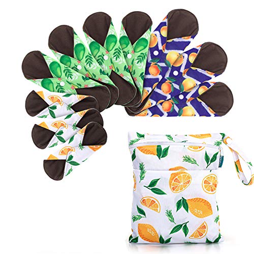 Teamoy 10pcs Cloth Panty Liners, Reusable Sanitary Pads with Wet Bag, Washable Cloth Menstrual Pads TeamoyAu supplements