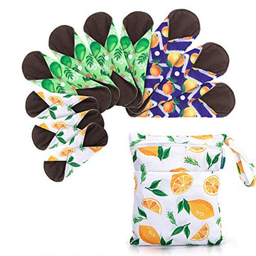 Teamoy 10pcs Cloth Panty Liners, Reusable Sanitary Pads with Wet Bag, Washable Cloth Menstrual Pads TeamoyAu supplements