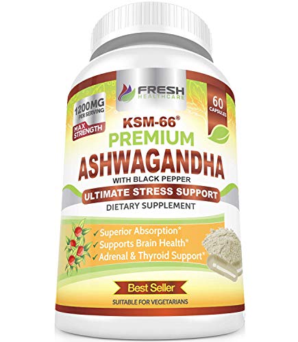FRESH HEALTHCARE Ashwagandha Capsules KSM 66-1200mg Pure and Potent FRESH HEALTHCAREUS supplements